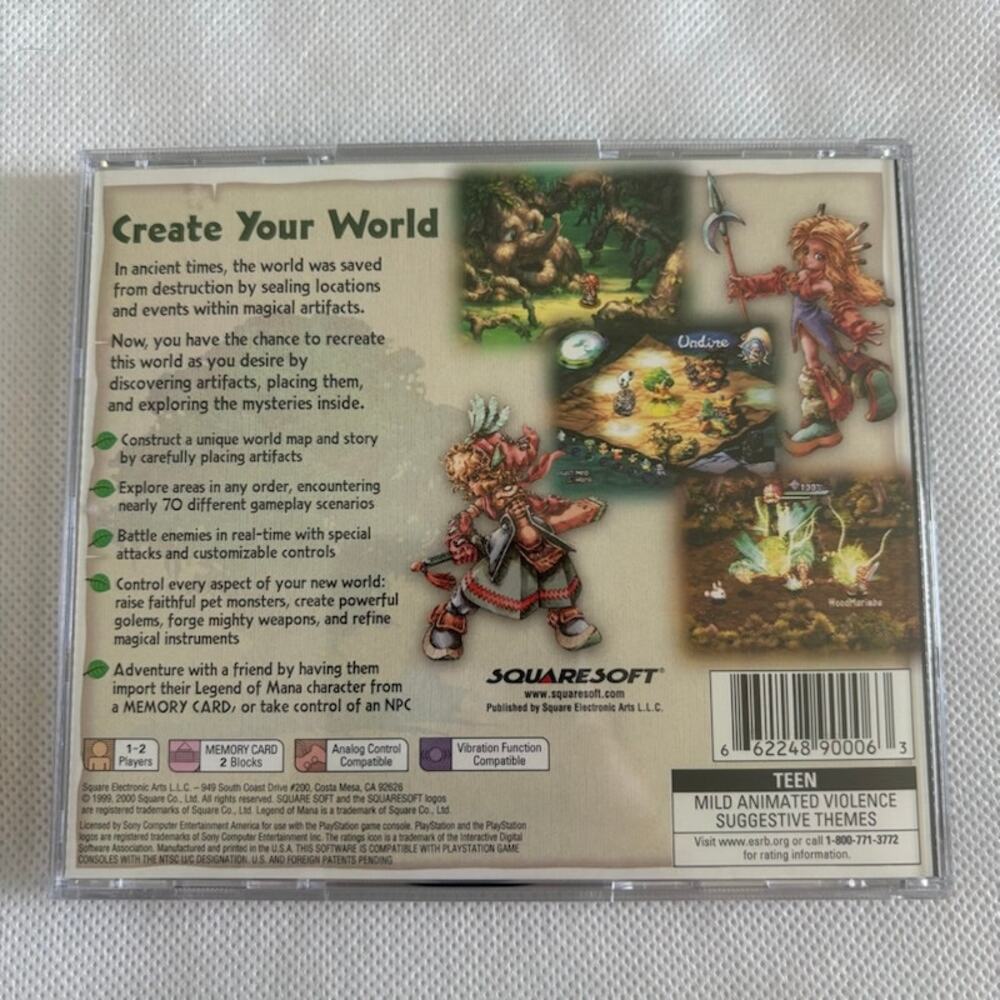 Legend of Mana (Sony PlayStation PS1, 2000) CIB w/Manual Tested Works EXC - Picture 4 of 11